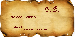 Vavro Barna névjegykártya